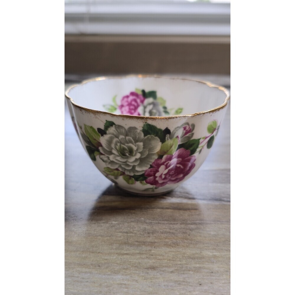 Royal Albert Evening Rhapsody Bone China Open Sugar Bowl England Floral Gold
